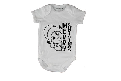 Merry Christmas - Peeking Elf - Baby Grow