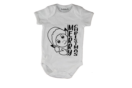 Merry Christmas - Peeking Elf - Baby Grow