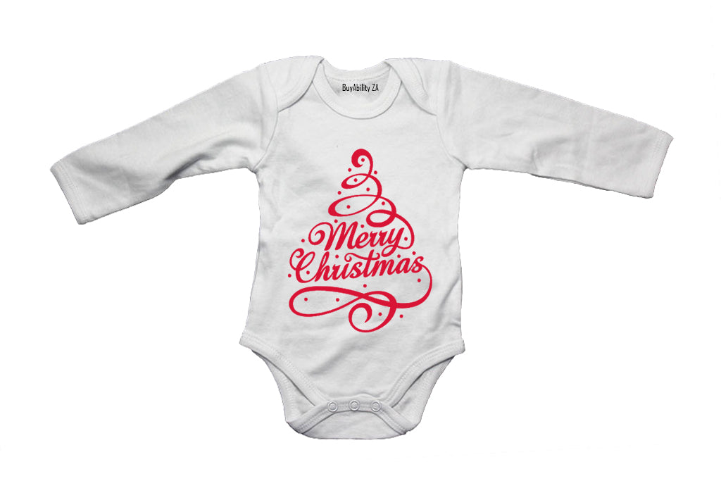 Merry Christmas - Red Tree - Baby Grow