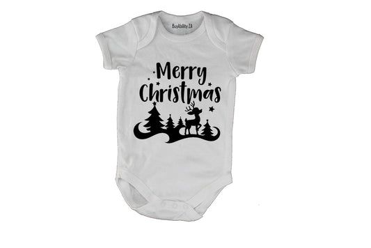 Merry Christmas - Reindeer Silhouette - Baby Grow
