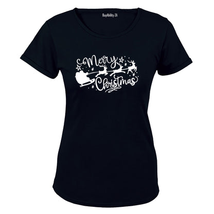 Merry Christmas - Santa Sleigh - Ladies - T-Shirt