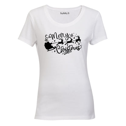 Merry Christmas - Santa Sleigh - Ladies - T-Shirt