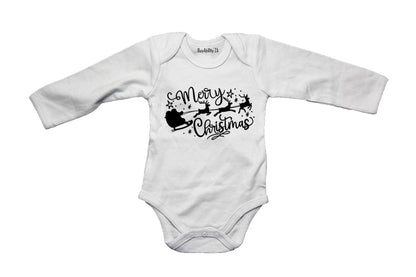 Merry Christmas - Santa Sleigh - Baby Grow