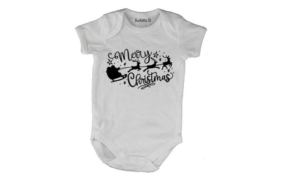 Merry Christmas - Santa Sleigh - Baby Grow