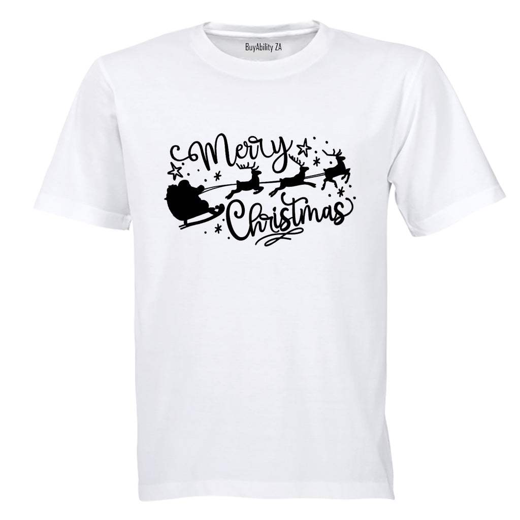 Merry Christmas - Santa Sleigh - Adults - T-Shirt