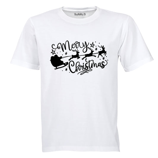 Merry Christmas - Santa Sleigh - Adults - T-Shirt