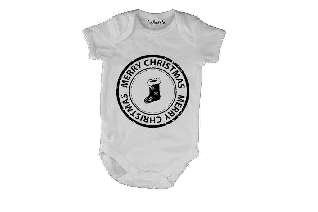 Merry Christmas - Stocking Stamp - Baby Grow