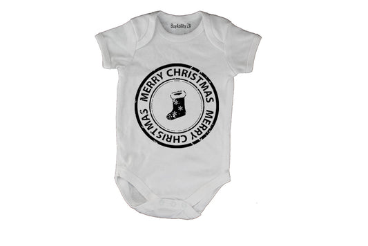 Merry Christmas - Stocking Stamp - Baby Grow