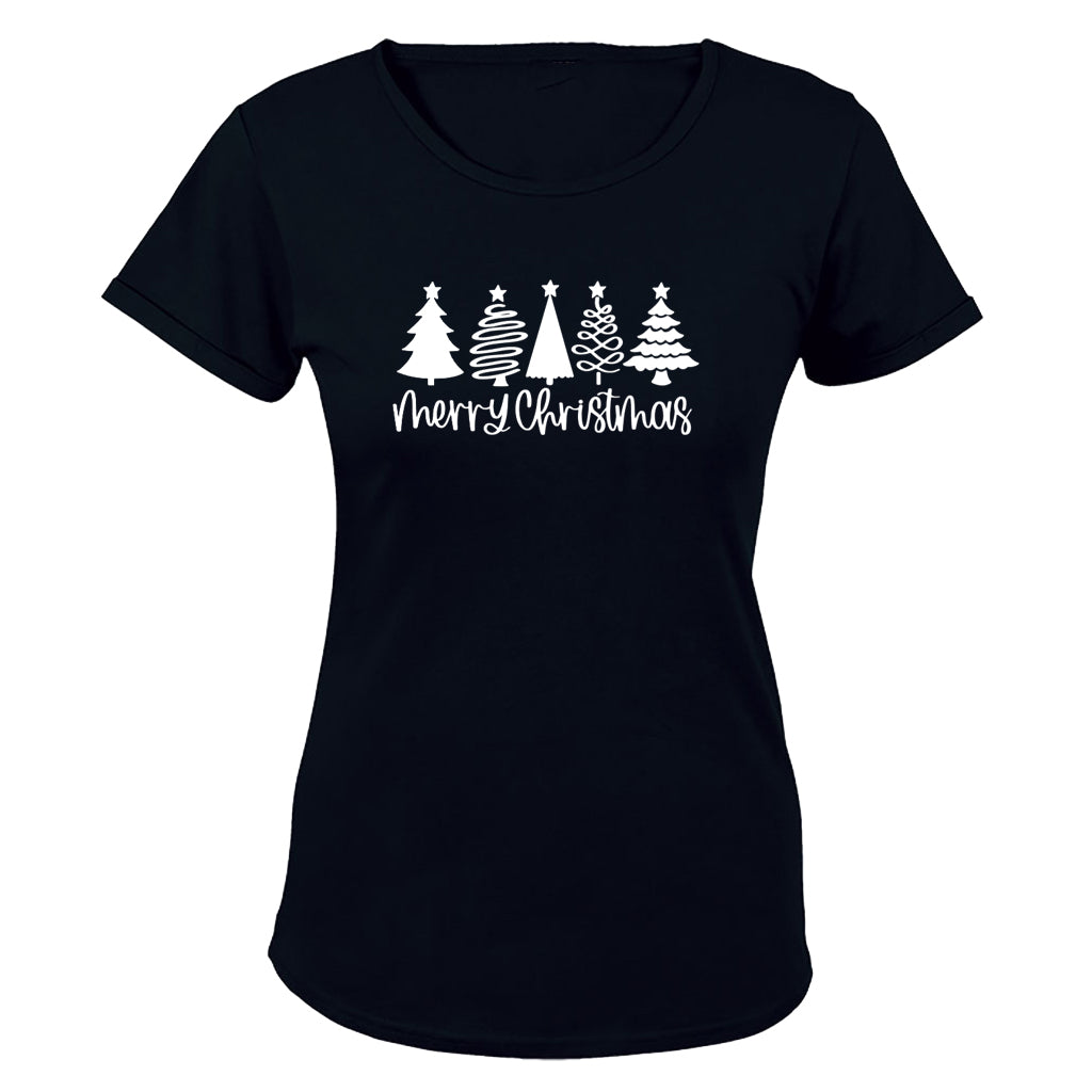 Merry Christmas - Trees Design - Ladies - T-Shirt - BuyAbility South Africa