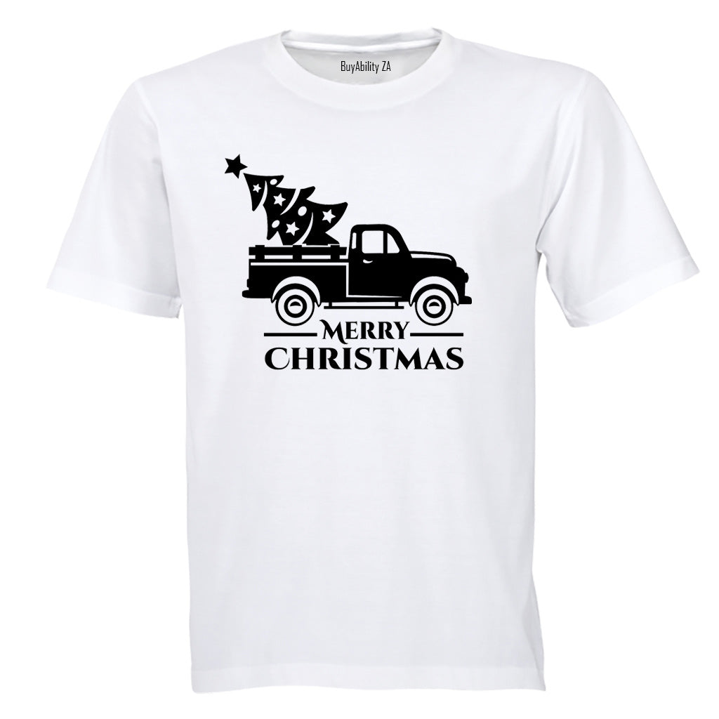 Merry Christmas - Truck - Adults - T-Shirt