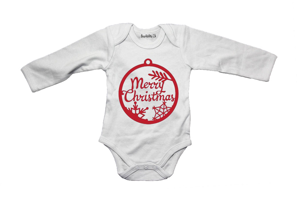 Merry Christmas - Red Bauble - Baby Grow