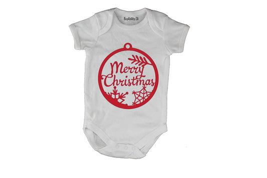 Merry Christmas - Red Bauble - Baby Grow