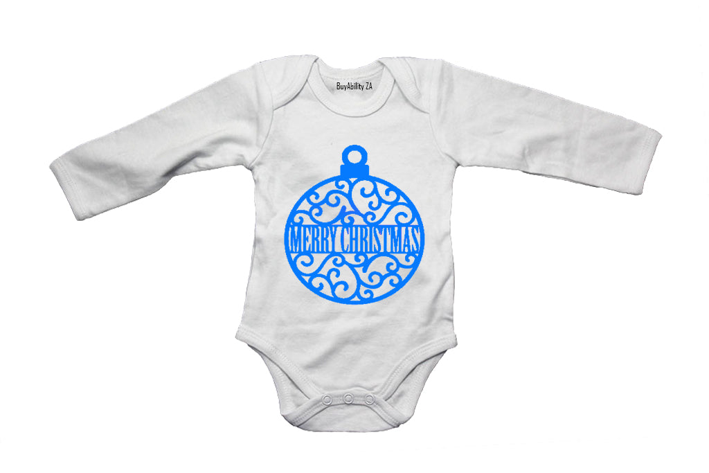 Merry Christmas - Blue Bauble - Baby Grow - BuyAbility
