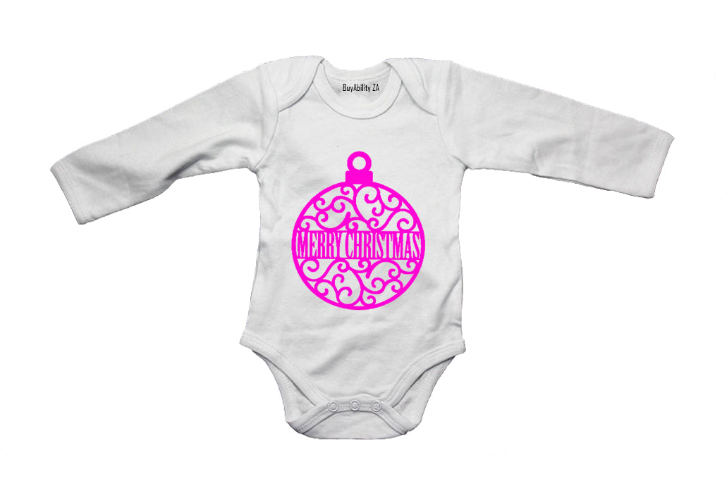 Merry Christmas - Pink Bauble - Baby Grow - BuyAbility