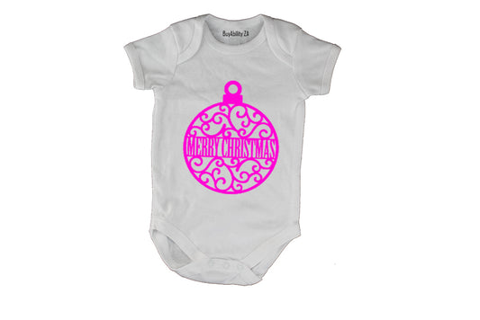 Merry Christmas - Pink Bauble - Baby Grow - BuyAbility