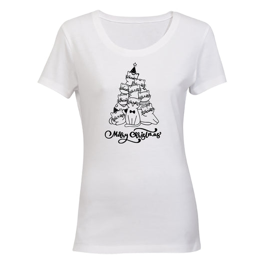 Merry Christmas - Cat Tree - Ladies - T-Shirt - BuyAbility South Africa