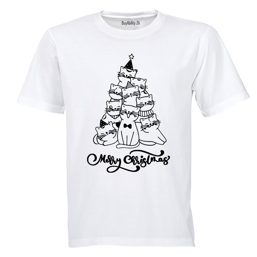 Merry Christmas - Cat Tree - Adults - T-Shirt