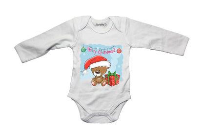 Merry Christmas Teddy - Baby Grow