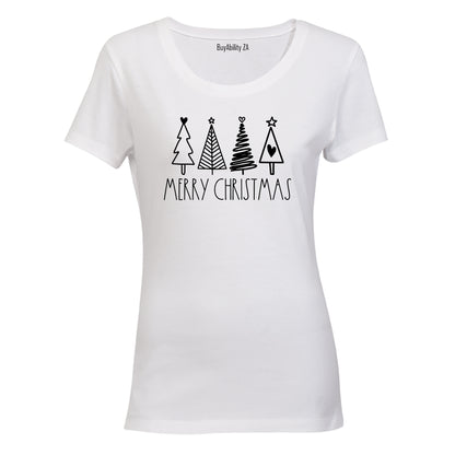 Merry Christmas Trees - Ladies - T-Shirt - BuyAbility South Africa