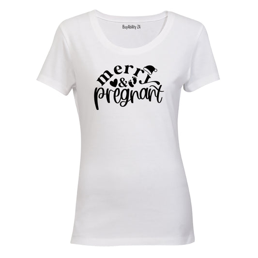 Merry & Pregnant - Christmas - Ladies - T-Shirt