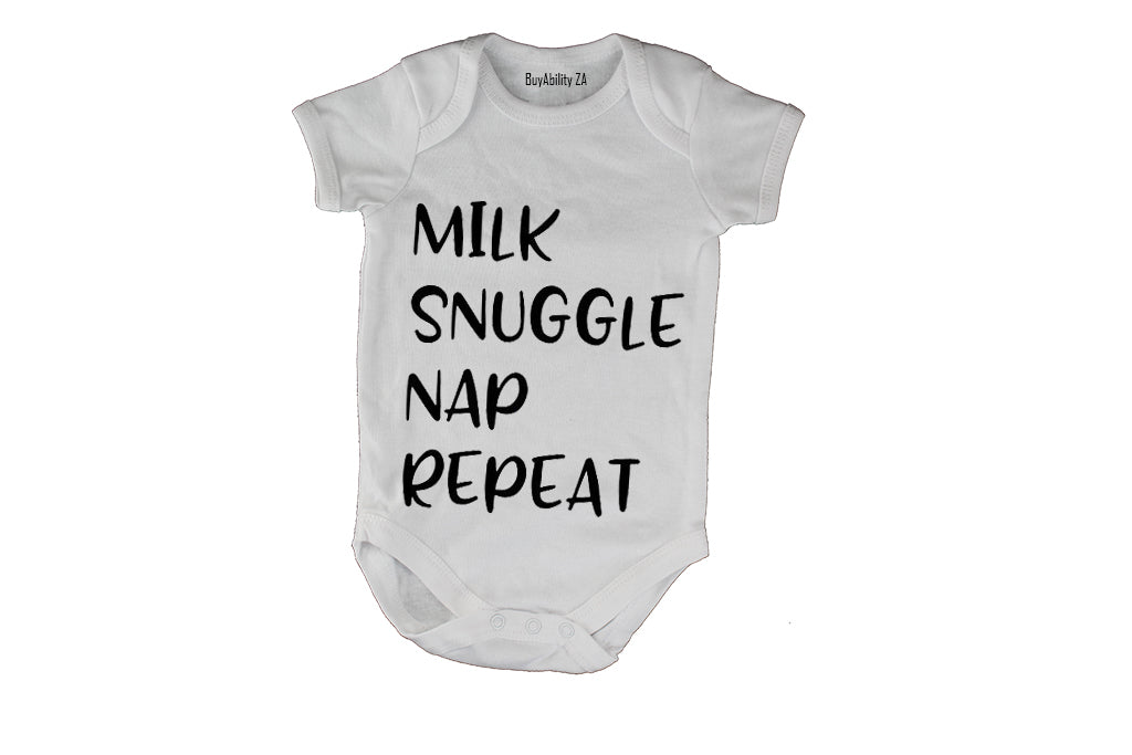 Milk. Snuggle. Nap. Repeat - Baby Grow