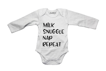 Milk. Snuggle. Nap. Repeat - Baby Grow
