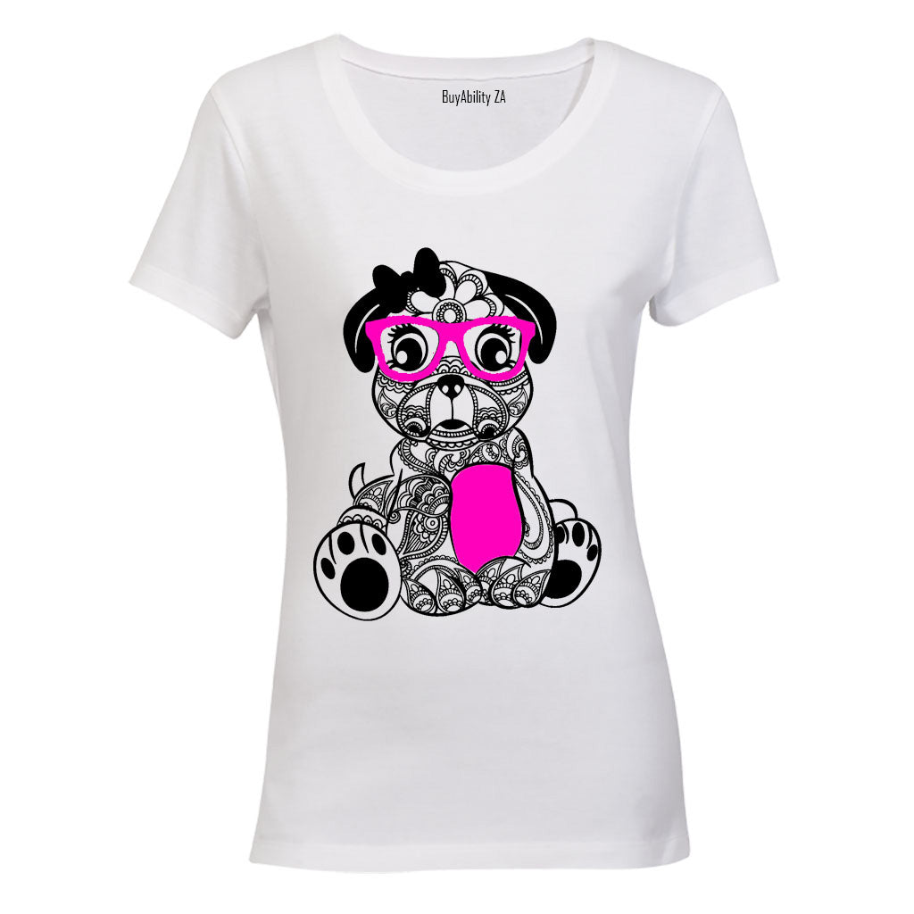 Miss Puppy Stencil - Ladies - T-Shirt - BuyAbility