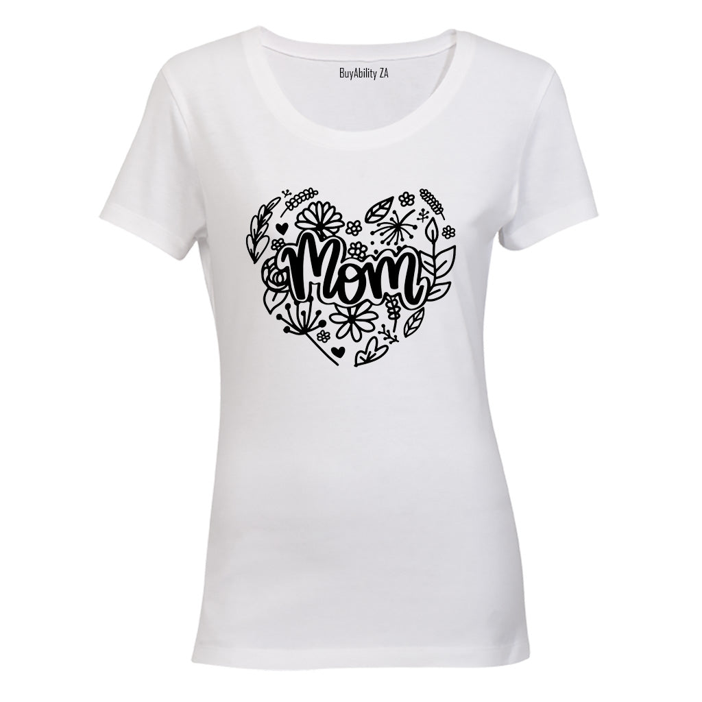 Mom - Floral Heart - Ladies - T-Shirt - BuyAbility