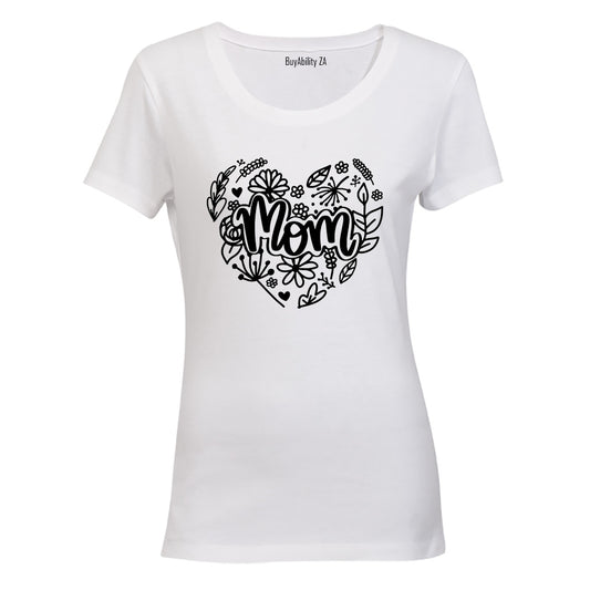 Mom - Floral Heart - Ladies - T-Shirt - BuyAbility