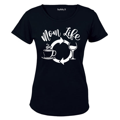 Mom Life - Coffee and Wine - Ladies - T-Shirt - BuyAbility
