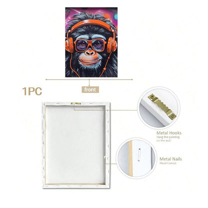 Music Monkey - Framed Canvas Wall Art