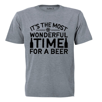 Most Wonderful Time for a BEER - Christmas - Adults - T-Shirt