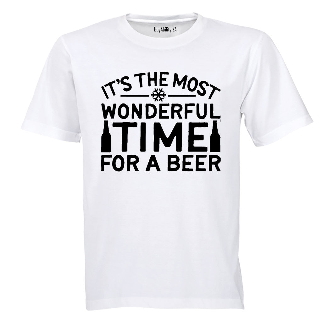 Most Wonderful Time for a BEER - Christmas - Adults - T-Shirt