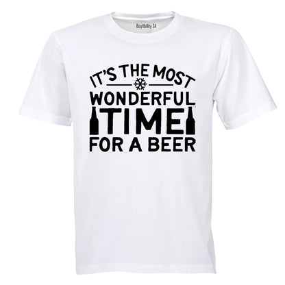 Most Wonderful Time for a BEER - Christmas - Adults - T-Shirt