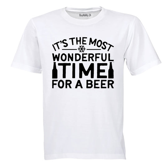 Most Wonderful Time for a BEER - Christmas - Adults - T-Shirt