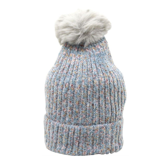 Multicolored Pompom Beanie