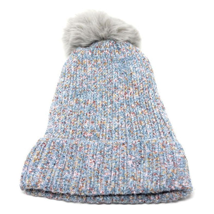 Multicolored Pompom Beanie