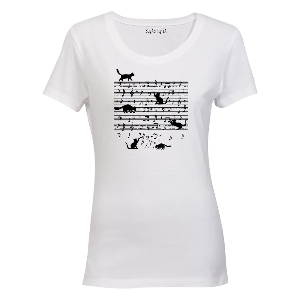 Music Note Cats - Ladies - T-Shirt