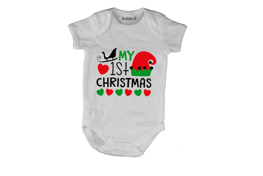 My First Christmas - Elf Hat - Baby Grow