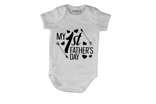 My 1st Fathers Day - Hearts and Arrows - Baby Grow