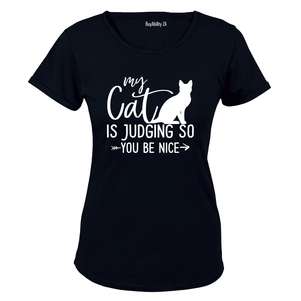 My Cat is Judging - Ladies - T-Shirt