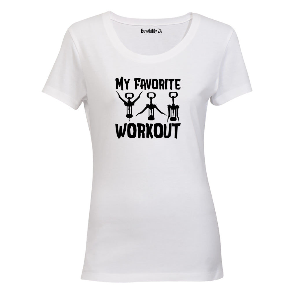 My Favorite Workout WINE - Ladies - T-Shirt - BuyAbility South Africa