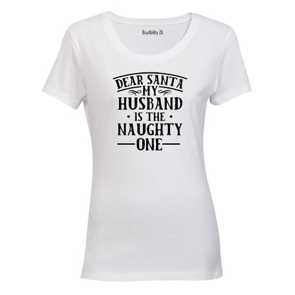 My Husband Is The Naughty One - Christmas - Ladies - T-Shirt