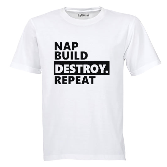 Nap. Build. Destroy. Repeat! - Kids T-Shirt