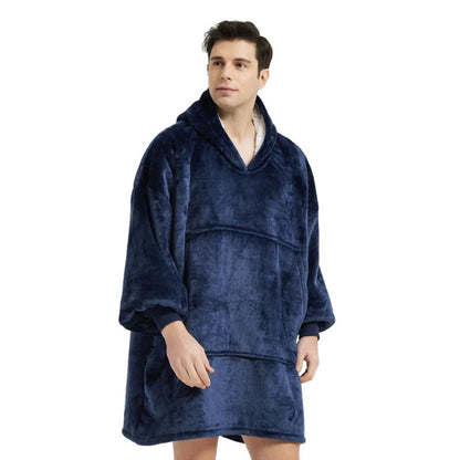 Over-sized Navy Fleece Hoodie - One Size