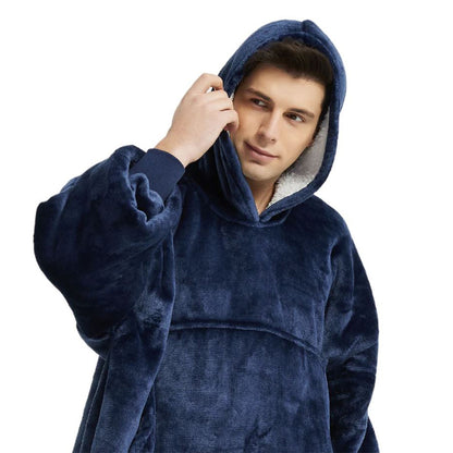 Over-sized Navy Fleece Hoodie - One Size