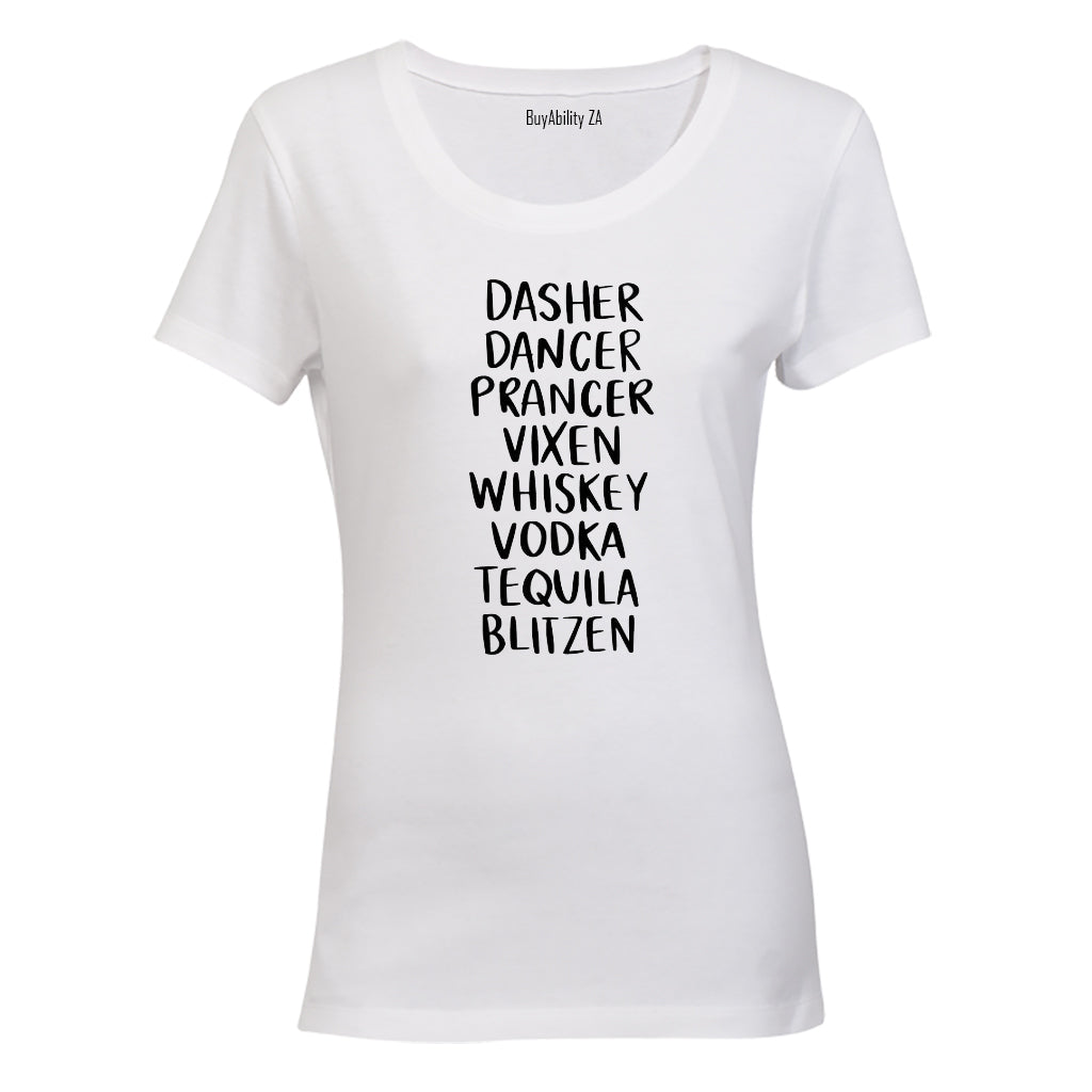 New Reindeer Names - Christmas - Ladies - T-Shirt