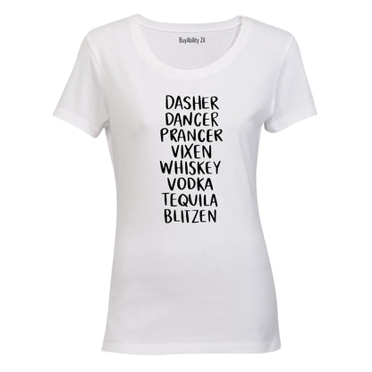 New Reindeer Names - Christmas - Ladies - T-Shirt