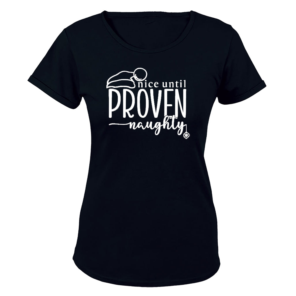 Nice Until Proven Naughty - Christmas - Ladies - T-Shirt - BuyAbility South Africa