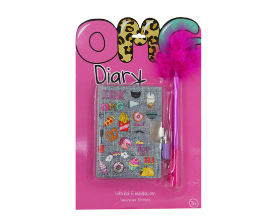 OMG - Mini Diary with Fluffy Marabou Pen